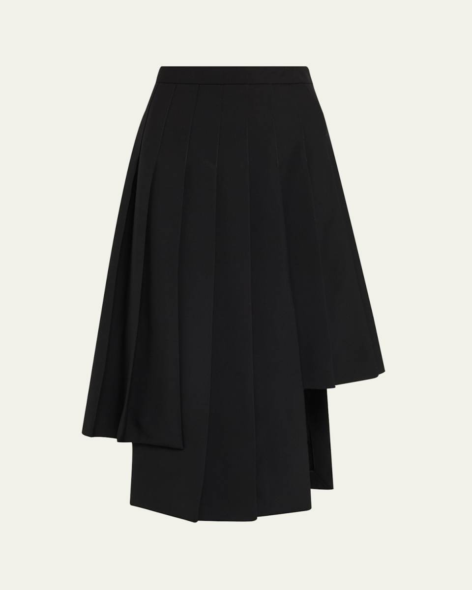 Asymmetric Pleated Midi Skirt